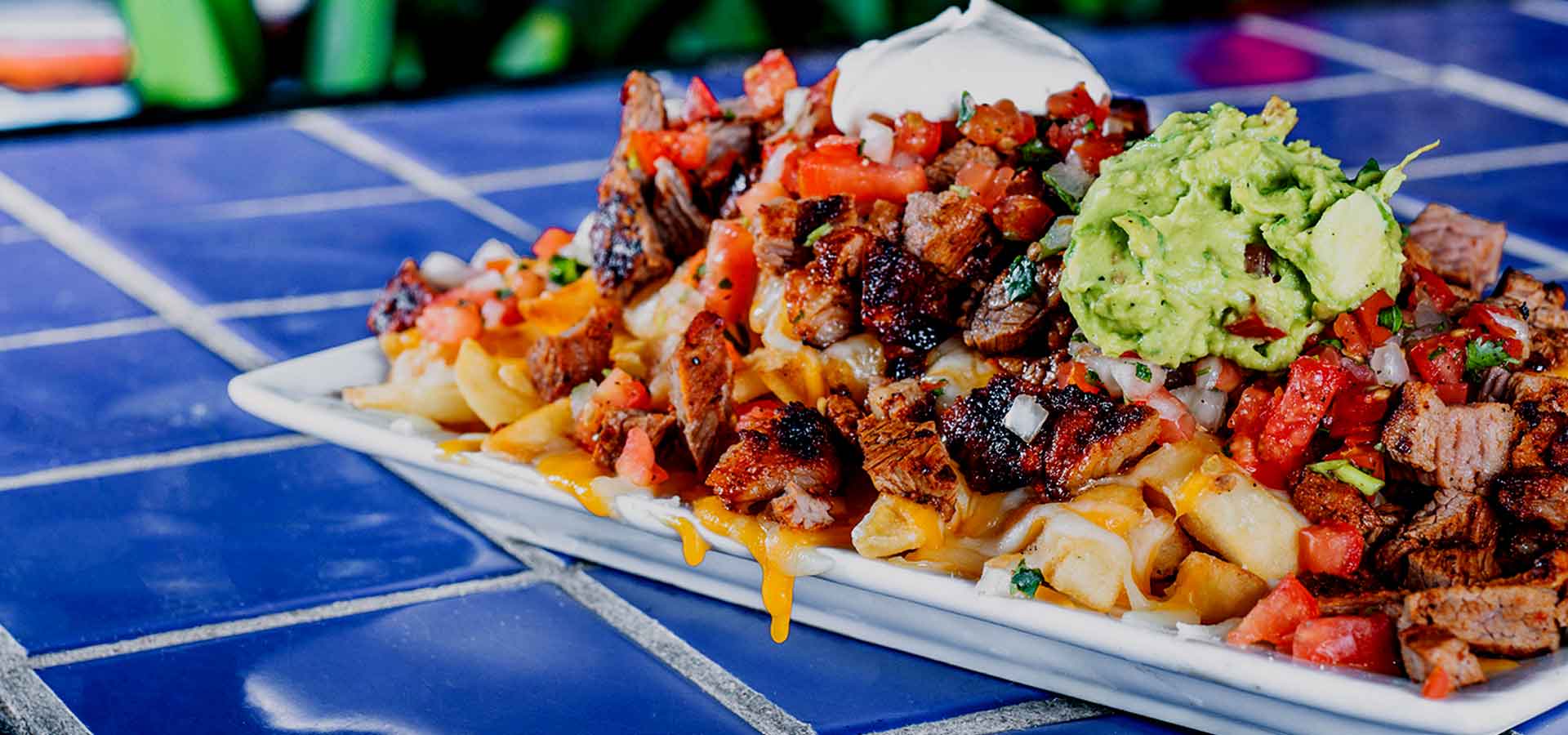 A plate of our carne asada fries, one our discounted appetizers during happy hour